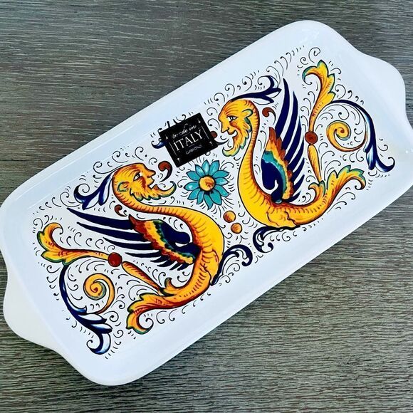 Nova Deruta Ceramic Dragon Serving Platter Tray - Picture 1 of 3